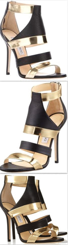 Gold Besso Textured and Mirrored Leather Sandals - DESIGNER INSPIRED FASHIONS