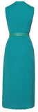 Belted Double-Breasted Midi Vest-Dress, Blue