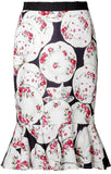China Dish Print Flared-Hem Skirt