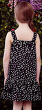 'Rome' Embroidered Polka Dot Print Floral-Appliques Dress, Black or White - DESIGNER INSPIRED FASHIONS