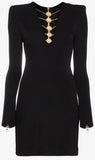 Disc Embellished V-Neck Mini Dress