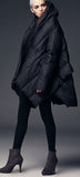 Asymmetric Puffer Coat, Black