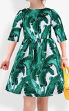 Banana Leaf Printed Dress - DESIGNER INSPIRED FASHIONS