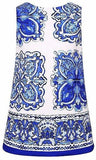 Porcelain Print Jacket & Dress Set, Blue - DESIGNER INSPIRED FASHIONS