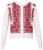 Porcelain Print Knit Cardigan Sweater, Red or Blue - DESIGNER INSPIRED FASHIONS
