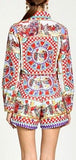 Carretto Print Blouse and Short Set