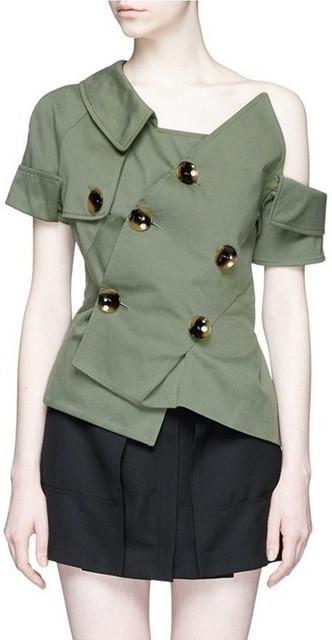 Button-Embellished Asymmetric Top - DESIGNER INSPIRED FASHIONS