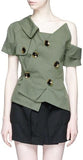 Button-Embellished Asymmetric Top - DESIGNER INSPIRED FASHIONS