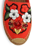 Locket-Flower-Jewel Embroidered Espadrilles-Red - DESIGNER INSPIRED FASHIONS