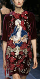 Floral Applique Velour Dress - DESIGNER INSPIRED FASHIONS