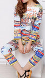 Colorful Print Top & Capri Pant Set - DESIGNER INSPIRED FASHIONS