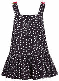 'Rome' Embroidered Polka Dot Print Floral-Appliques Dress, Black or White - DESIGNER INSPIRED FASHIONS