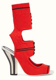 Knitted Open-Toe Sandals - Red - DESIGNER INSPIRED FASHIONS