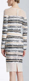 Sequin-Embellished Mesh Paneled Evening Dress