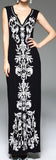 Long Black Embroidered Sleeveless Dress - DESIGNER INSPIRED FASHIONS