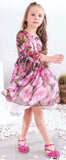 Floral Print Silk Dress with Appliques