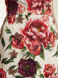 Peony and Rose-Print Brocade Dress
