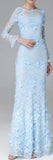 Lace-Applique Gown - Light Blue or White - DESIGNER INSPIRED FASHIONS