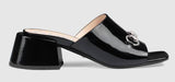 Patent Leather Mid-Heel Slide