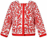 Porcelain Print Jacket & Dress Set, Red - DESIGNER INSPIRED FASHIONS