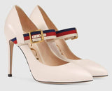 Sylvie Leather Pumps - Purple, White, Black