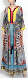 Color-Contrast Tassel-Belted Maxi Dress