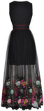 Embellished Dress with Embroidered Tulle Skirt