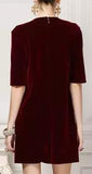 Floral Applique Velour Dress - DESIGNER INSPIRED FASHIONS