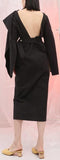 Button-Embellished Backless Dress- Apricot or Black