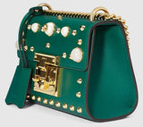 Padlock Pearl Studded Leather Shoulder Bag - (Various colors to choose from) - DESIGNER INSPIRED FASHIONS