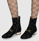 Horsebit GG Velvet Boot with Crystals