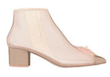 Mesh and Grosgrain Flower Cap Toe Short Boots, Pink