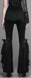 Black Flared Floral Applique Velour Pants - DESIGNER INSPIRED FASHIONS