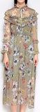 Floral Ruffle Midi Dress - Khaki or Black
