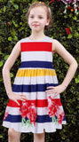 Striped Floral Printed Dress - DESIGNER INSPIRED FASHIONS