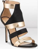 Gold Besso Textured and Mirrored Leather Sandals - DESIGNER INSPIRED FASHIONS