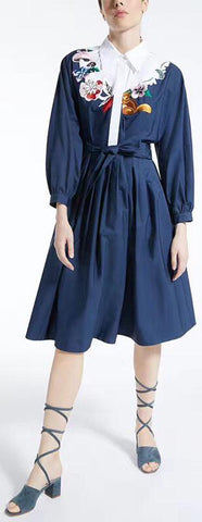 Embroidered Cotton Poplin Dress