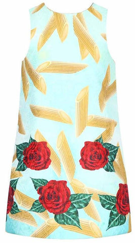 Rose & Pasta Print Dress - DESIGNER INSPIRED FASHIONS