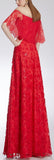 Crystal-Embellished Off-the-Shoulder Illusion Lace Gown, Red