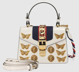 'Sylvie' Animal Studs Leather Mini Bag, White
