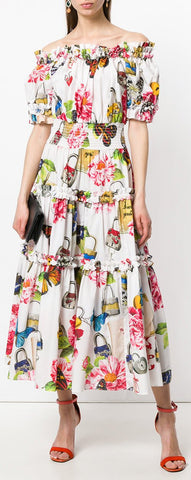 Shirred Butterfly Midi Dress | DESIGNER INSPIRED FASHIONS