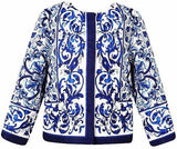 Porcelain Print Jacket & Dress Set, Blue - DESIGNER INSPIRED FASHIONS
