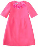 Floral-Appliques Dress, Pink