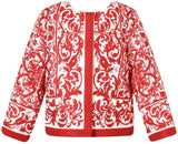 'Majolica' Tile Printed Jacket - Blue or Red - DESIGNER INSPIRED FASHIONS