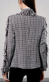 Asymmetric Fringed Tweed Jacket - DESIGNER INSPIRED FASHIONS