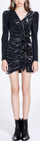 Ruffle Reflective Mini Dress