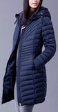 Paneled Hooded Down Coat in Deep Blue - DESIGNER INSPIRED FASHIONS