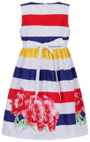 Striped Floral Printed Dress - DESIGNER INSPIRED FASHIONS