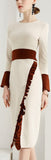 Ruffle-Contrast Sheath Dress