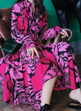 Long Tiger-Printed Chiffon Dress